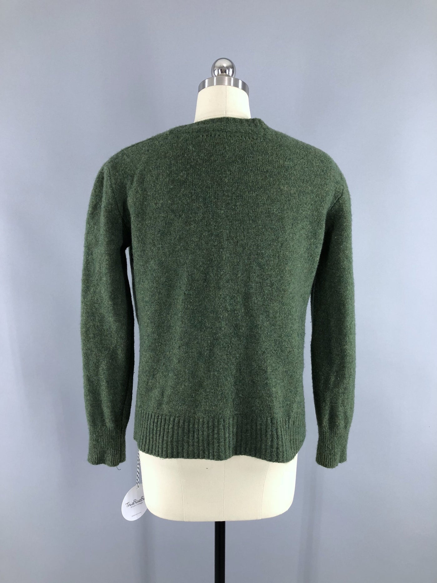 Vintage 1960s Olive Army Green Cashmere Blend Cardigan Sweater - ThisBlueBird