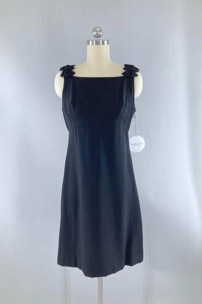 Vintage 1960s Black Cocktail Dress-ThisBlueBird