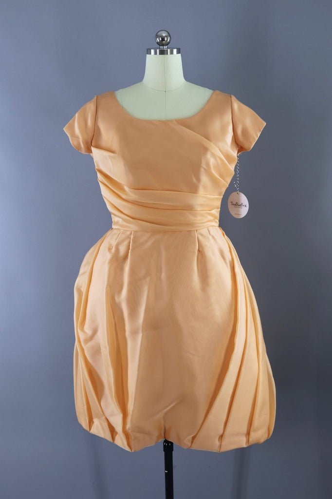 Vintage 1960s Peach Chiffon Cocktail Dress - ThisBlueBird