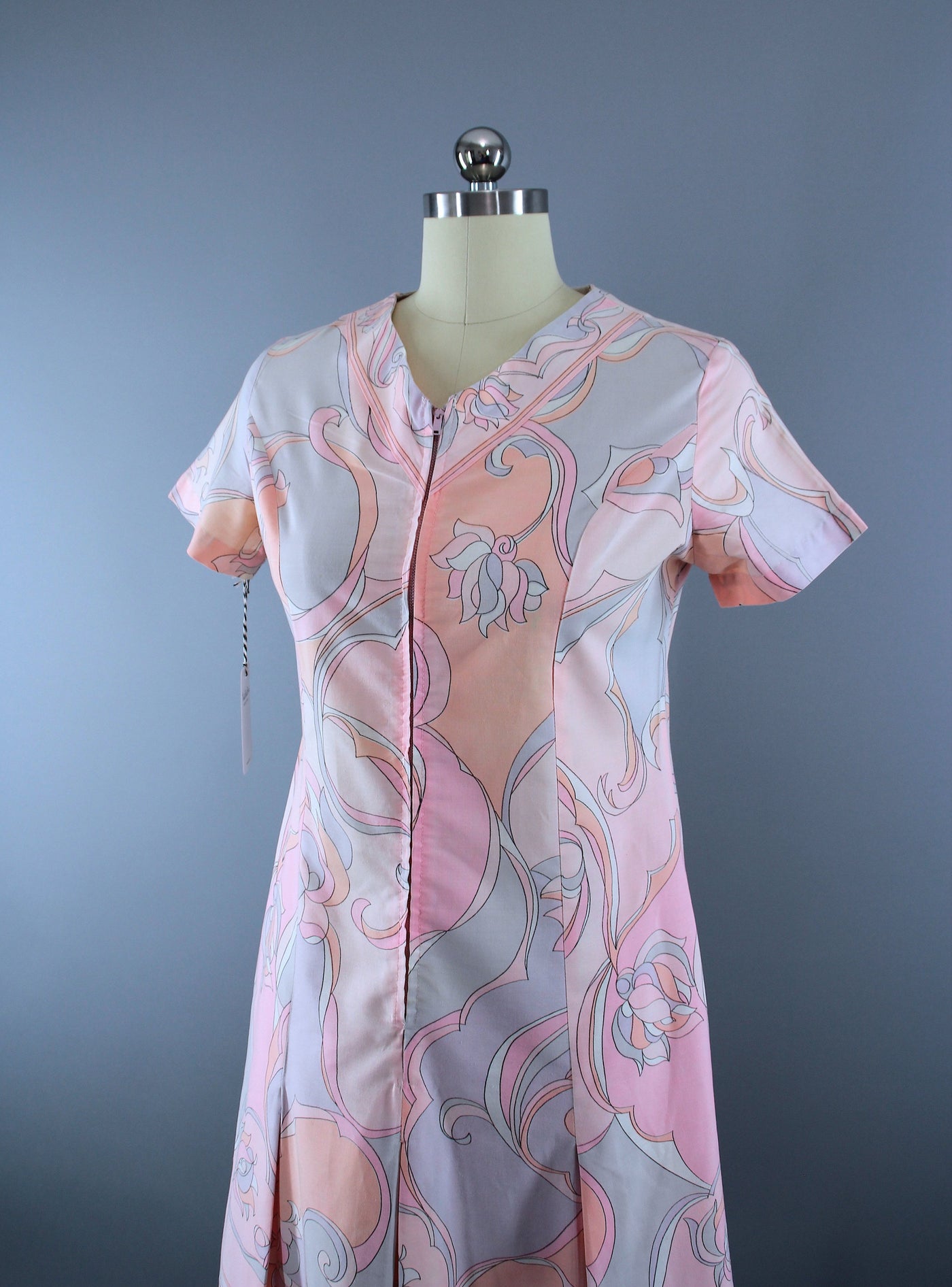 Vintage 1960s Peach Pink Mod Day Dress - ThisBlueBird