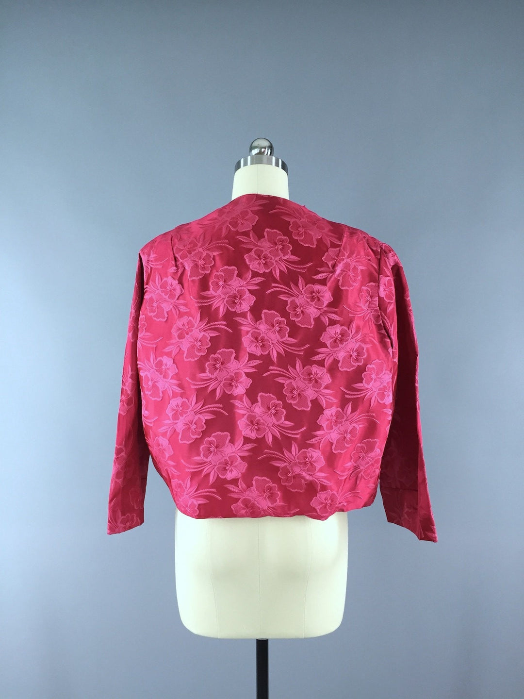 Vintage 1960s Pink Pansies Floral Brocade Jacket - ThisBlueBird
