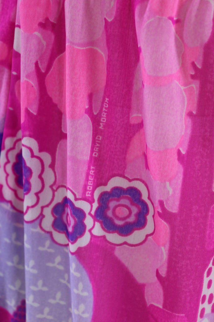 Vintage 1970s Robert David Morton Maxi Dress / Bright Pink Novelty Print - ThisBlueBird