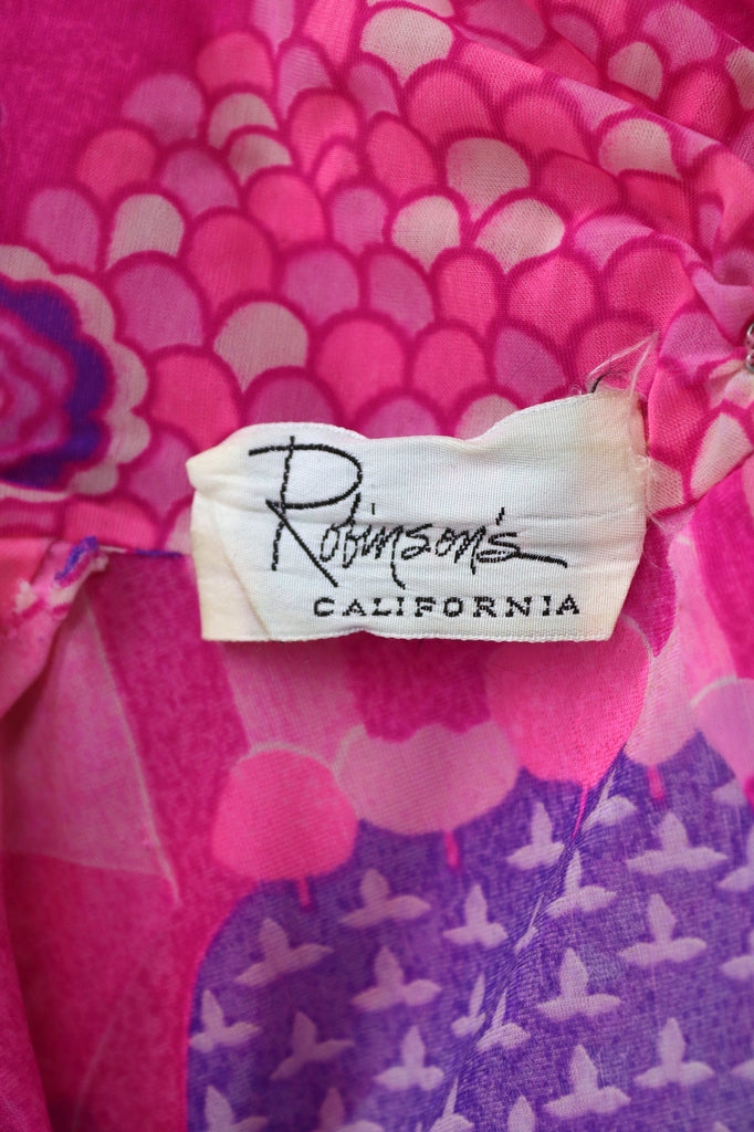 Vintage 1970s Robert David Morton Maxi Dress / Bright Pink Novelty Print - ThisBlueBird