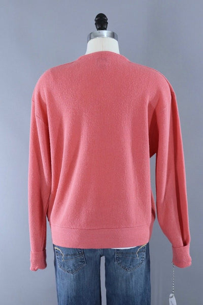 Vintage 1960s Salmon Pink Izod Lacost Cardigan Sweater - ThisBlueBird