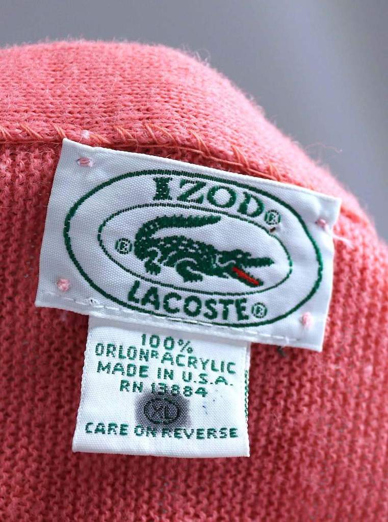 Vintage 1960s Salmon Pink Izod Lacost Cardigan Sweater - ThisBlueBird