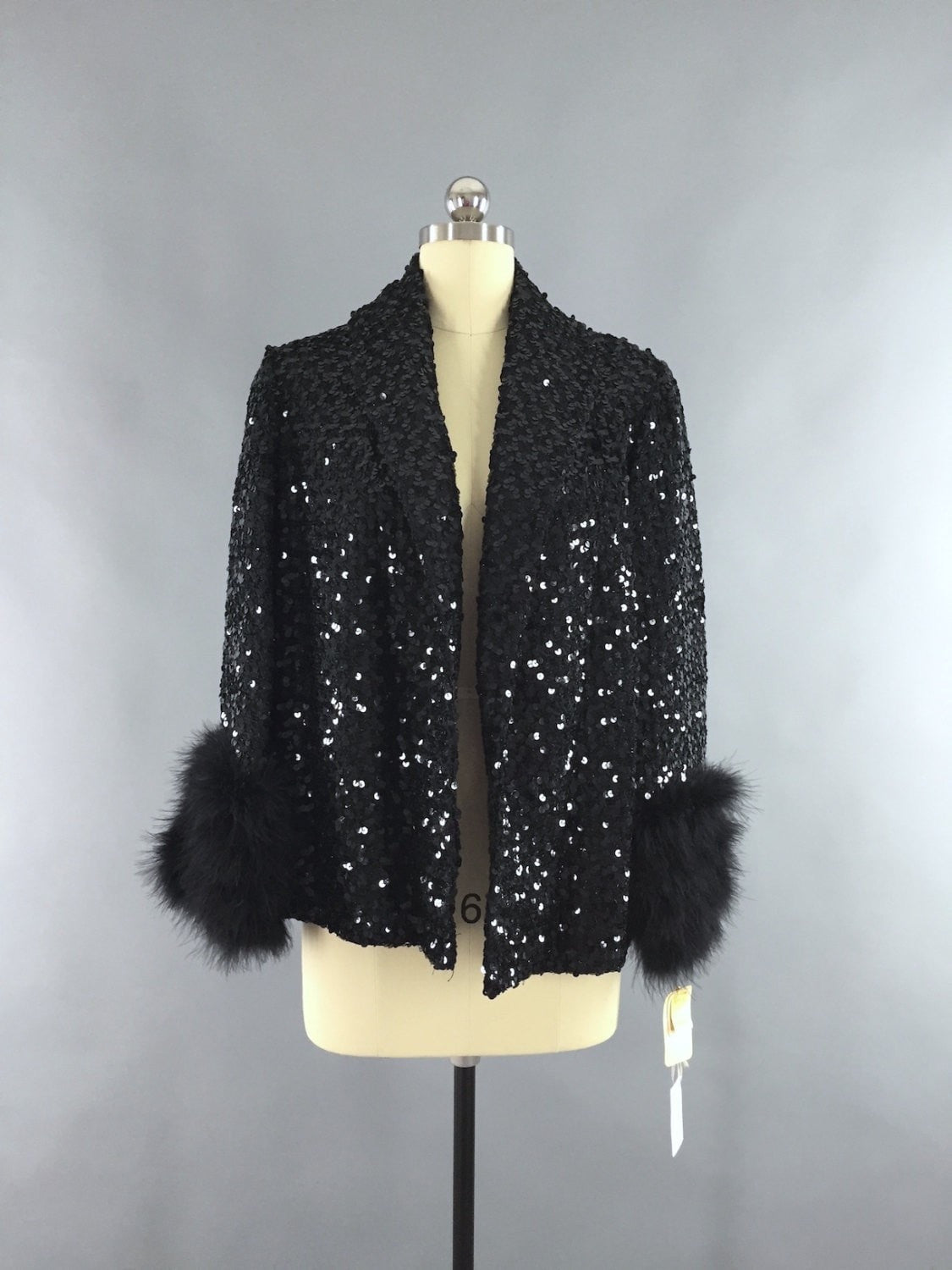 Vintage 1960s Sequined Jacket with Marabou Feather Trim – ThisBlueBird