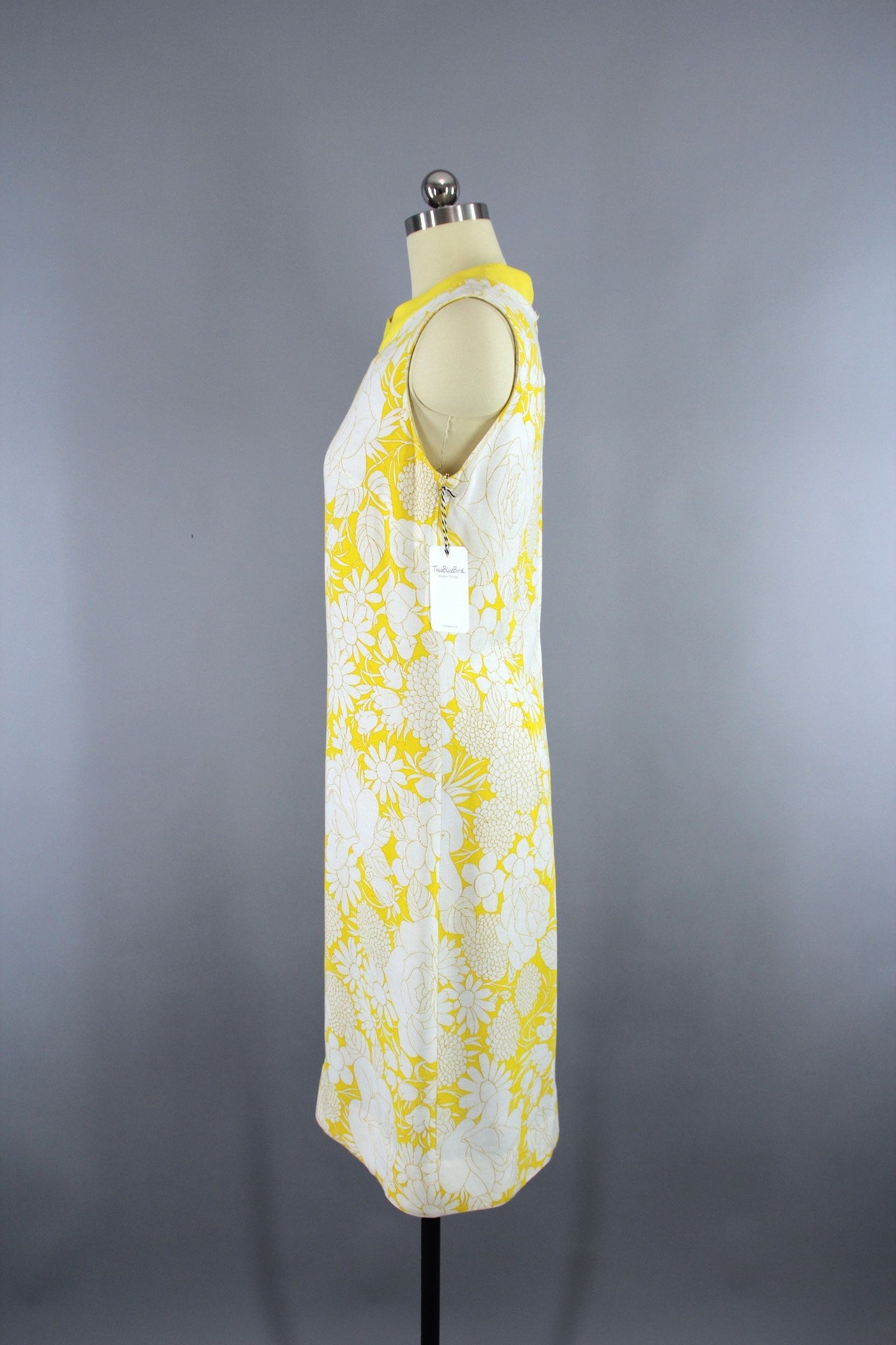 Vintage 1960s Shift Dress / Yellow Floral Print - ThisBlueBird