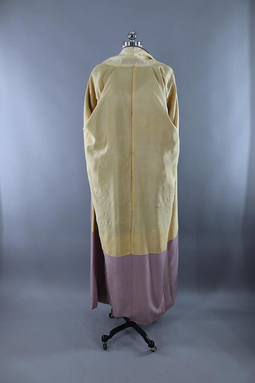Vintage 1960s Silk Kimono Robe / Dusty Purple Grey - ThisBlueBird