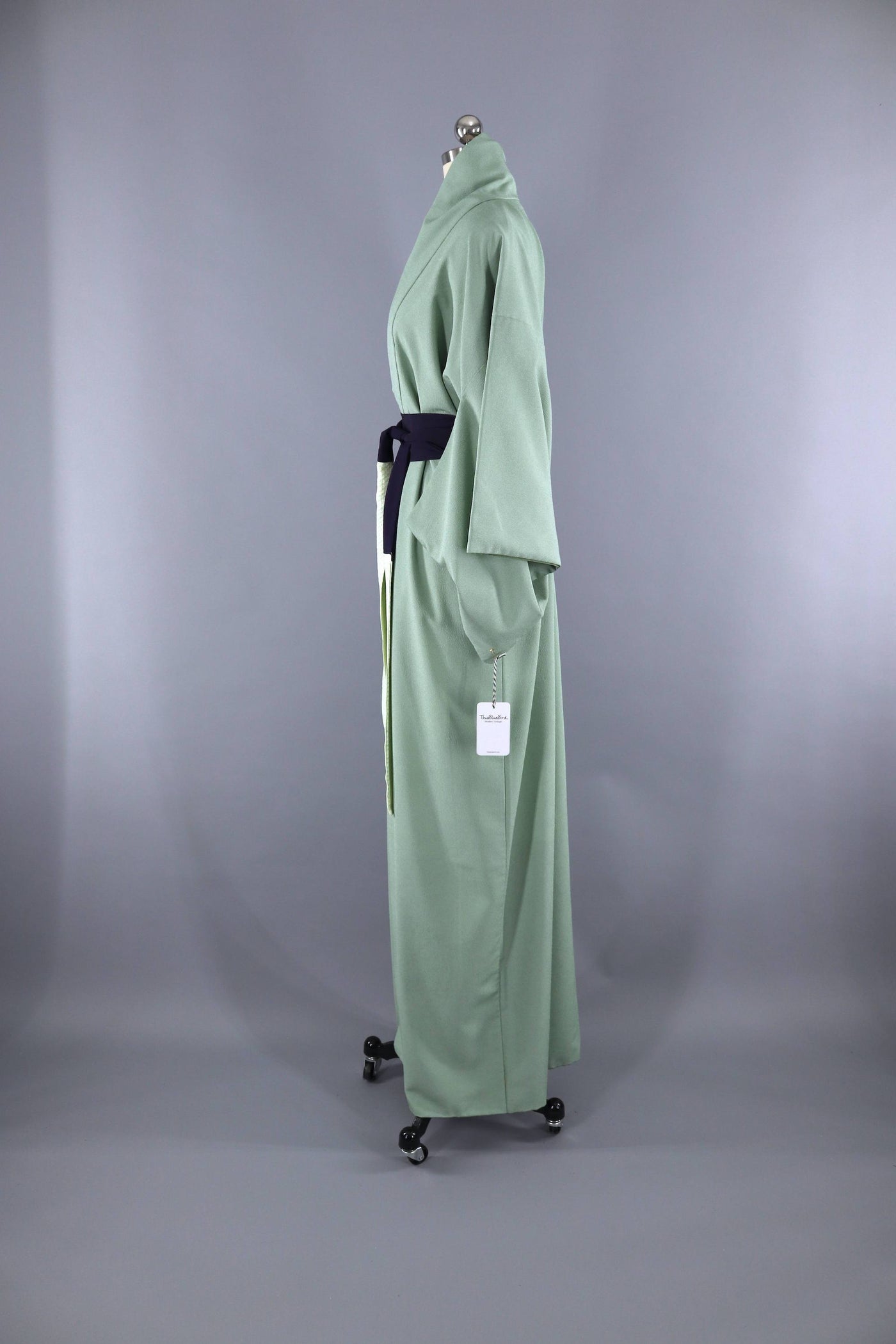 Vintage 1960s Silk Kimono Robe / Sage Green Dots – ThisBlueBird