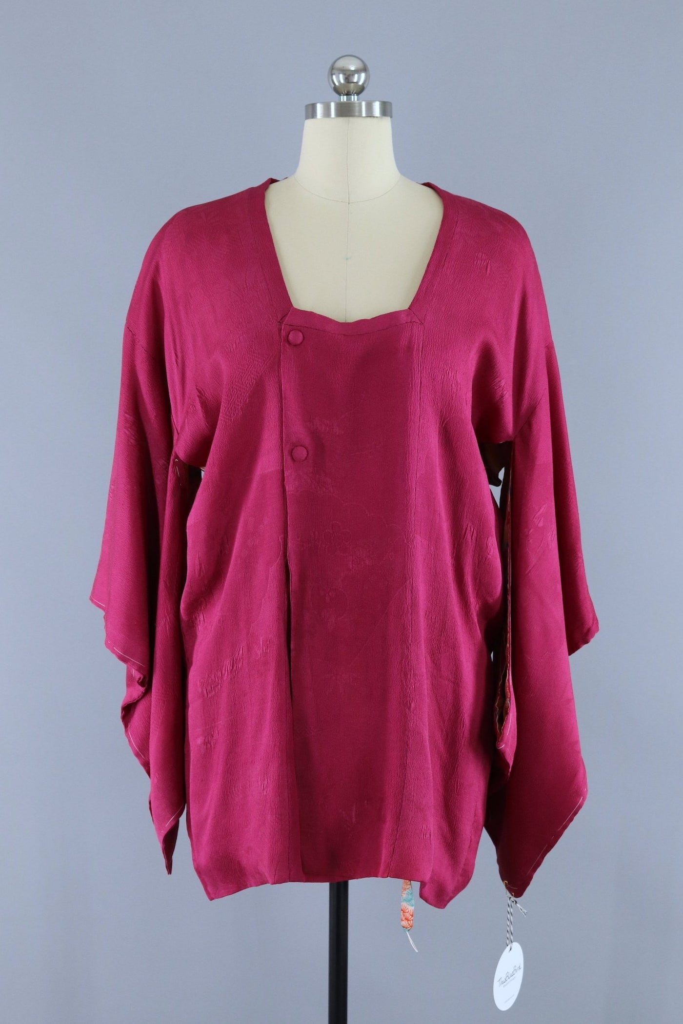 Vintage 1960s Silk Michiyuki Kimono Jacket / Berry Pink - ThisBlueBird