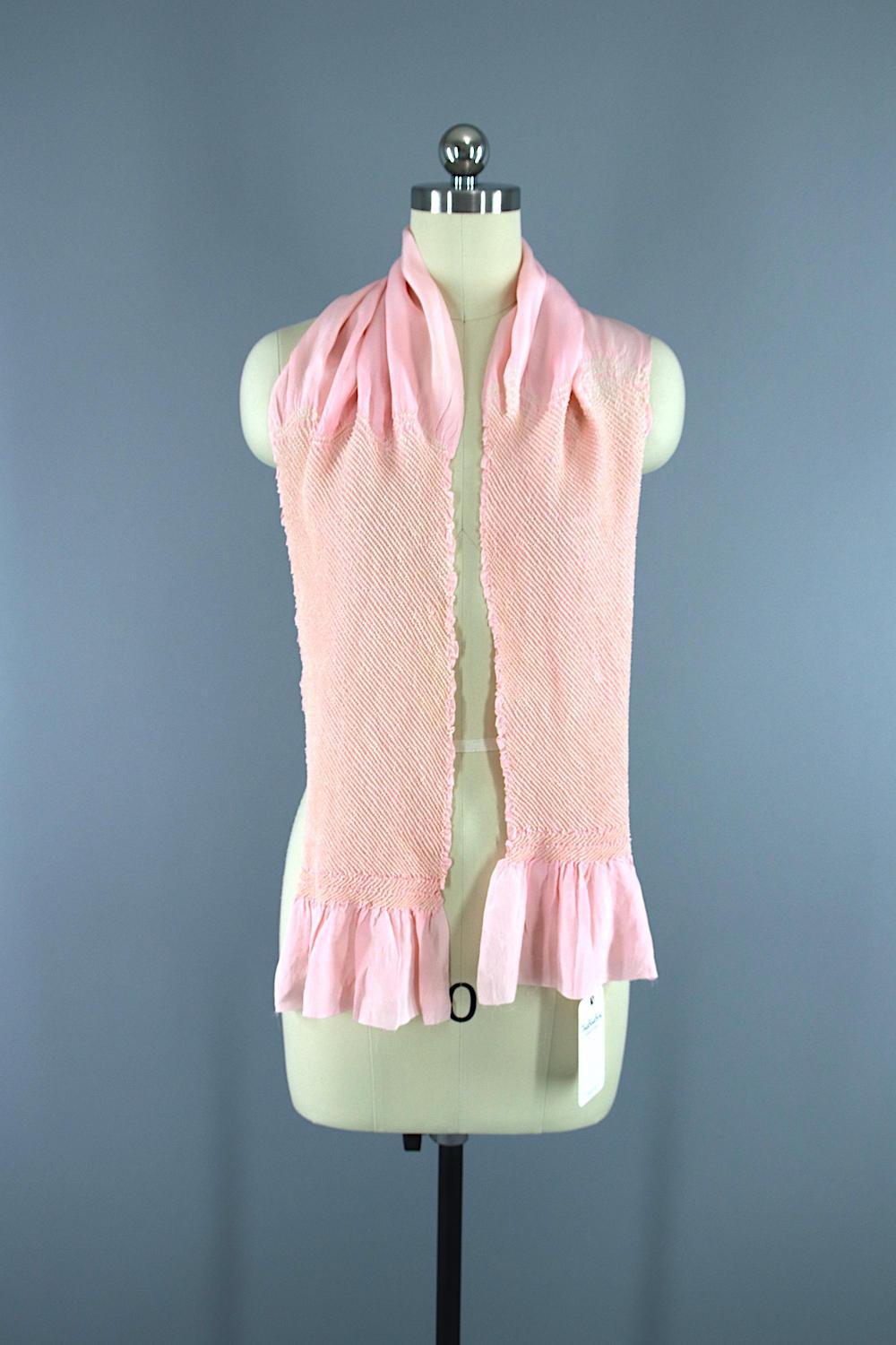 Vintage 1960s Silk Scarf Kimono Obiage / Blush Pink - ThisBlueBird