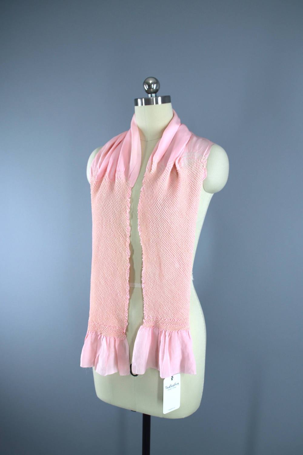 Vintage 1960s Silk Scarf Kimono Obiage / Blush Pink - ThisBlueBird