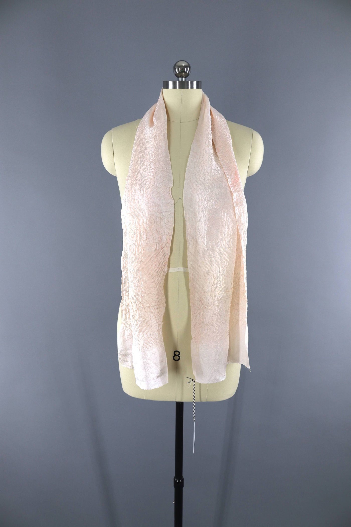 Vintage 1960s Silk Scarf / Silk Kimono Obiage / Blush Ivory Pink - ThisBlueBird