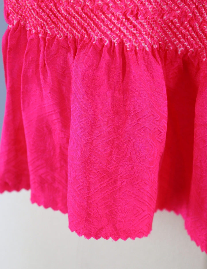 Vintage 1960s Silk Scarf / Silk Kimono Obiage / Bright Pink Shibori - ThisBlueBird