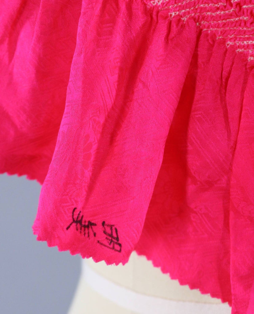 Vintage 1960s Silk Scarf / Silk Kimono Obiage / Bright Pink Shibori - ThisBlueBird