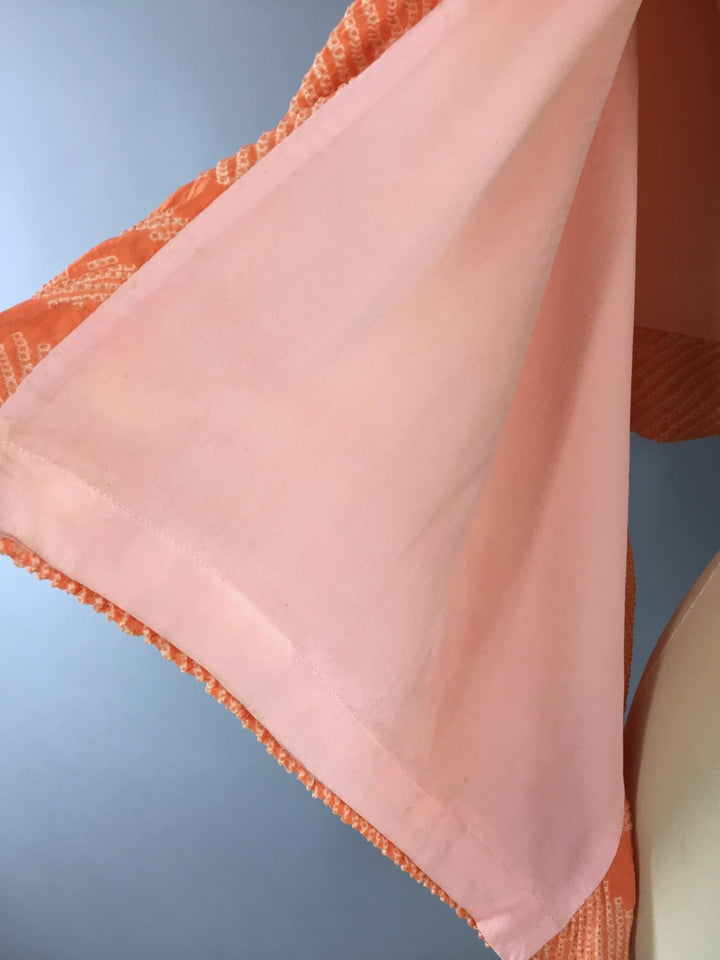 Vintage 1960s Silk Wrap Shawl in Orange Shibori Kimono Silk - ThisBlueBird