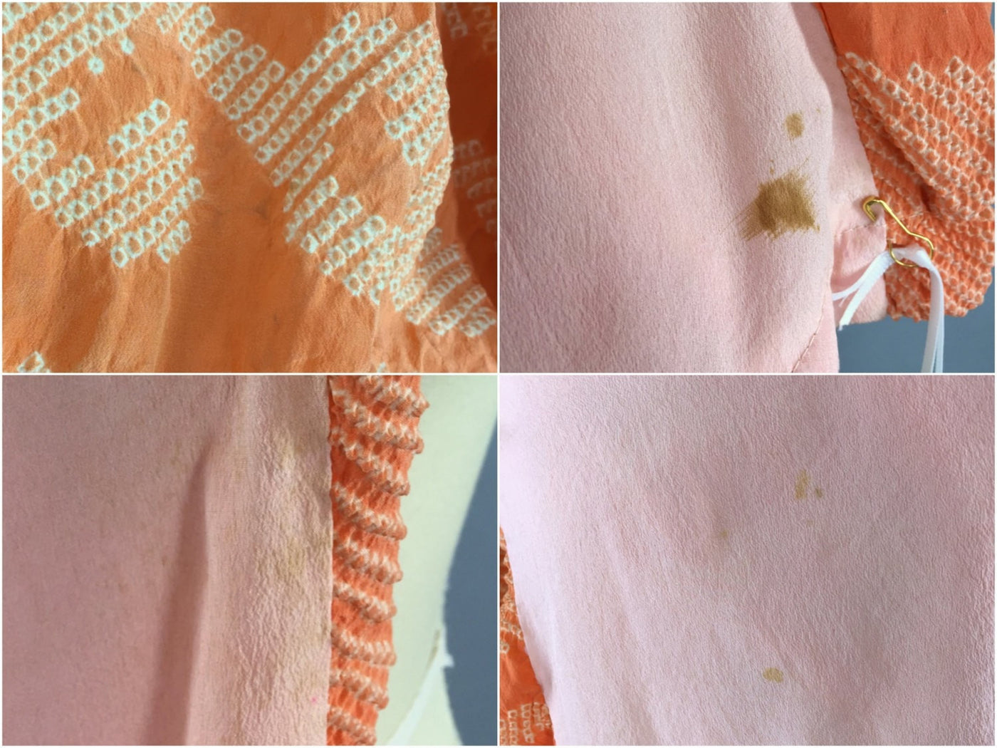 Vintage 1960s Silk Wrap Shawl in Orange Shibori Kimono Silk - ThisBlueBird