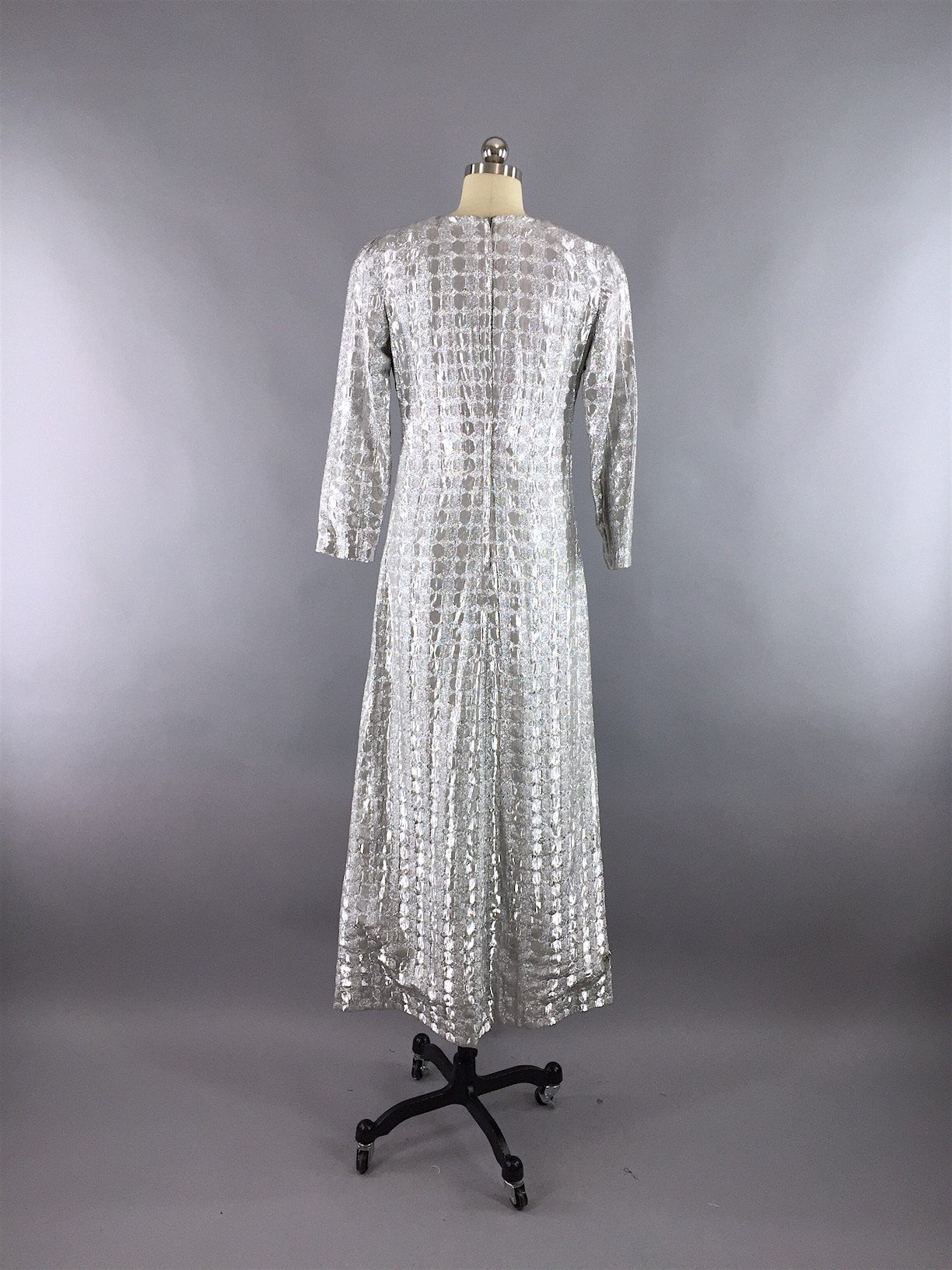 Vintage 1960s Silver Maxi Dress - ThisBlueBird