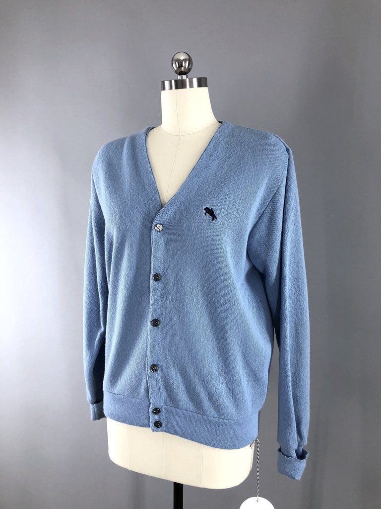 Vintage 1960s Steeplechase Preppy Cardigan Sweater / Dusty Sky Blue - ThisBlueBird