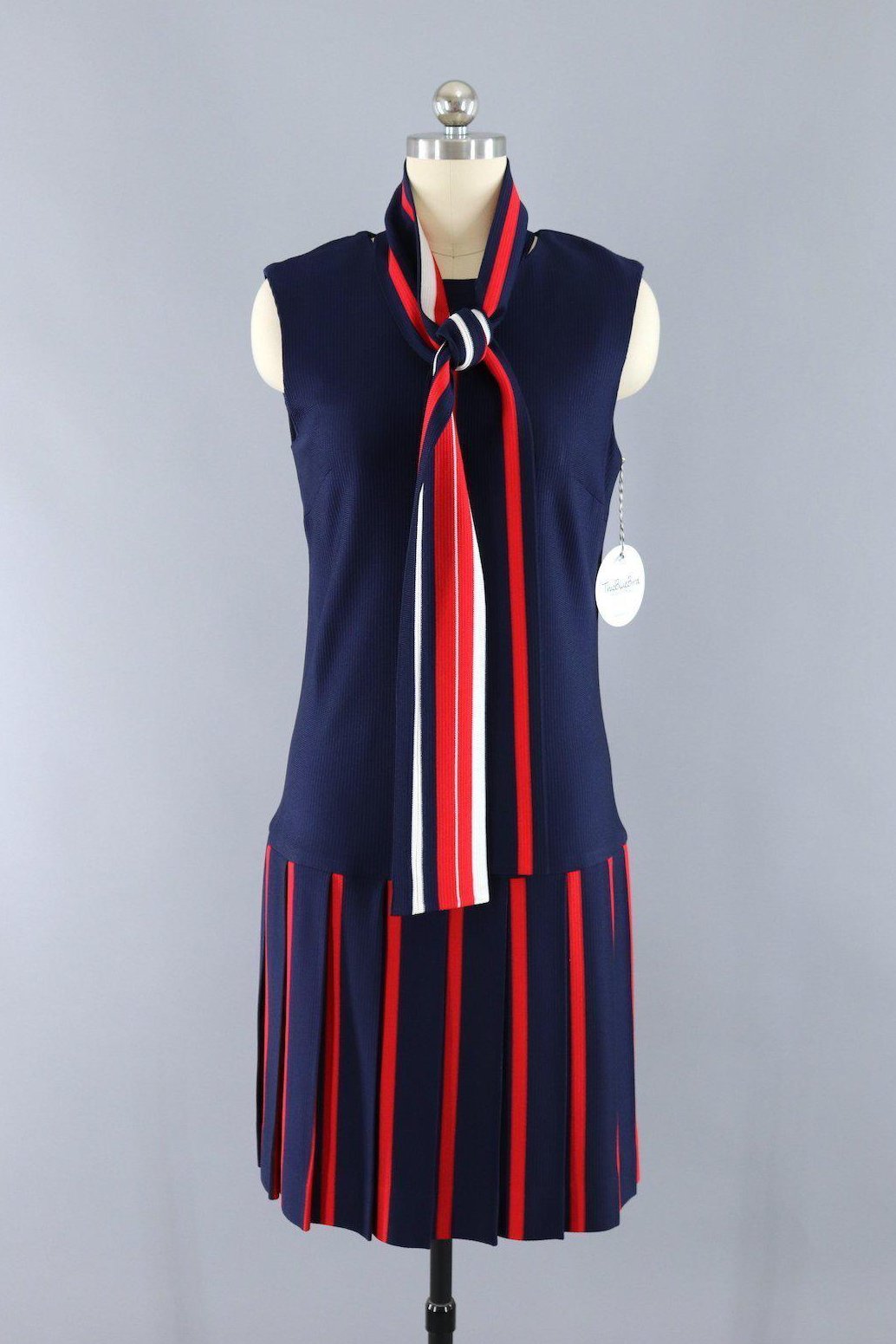 Vintage 1960s Summer Dress / Red White and Blue - ThisBlueBird