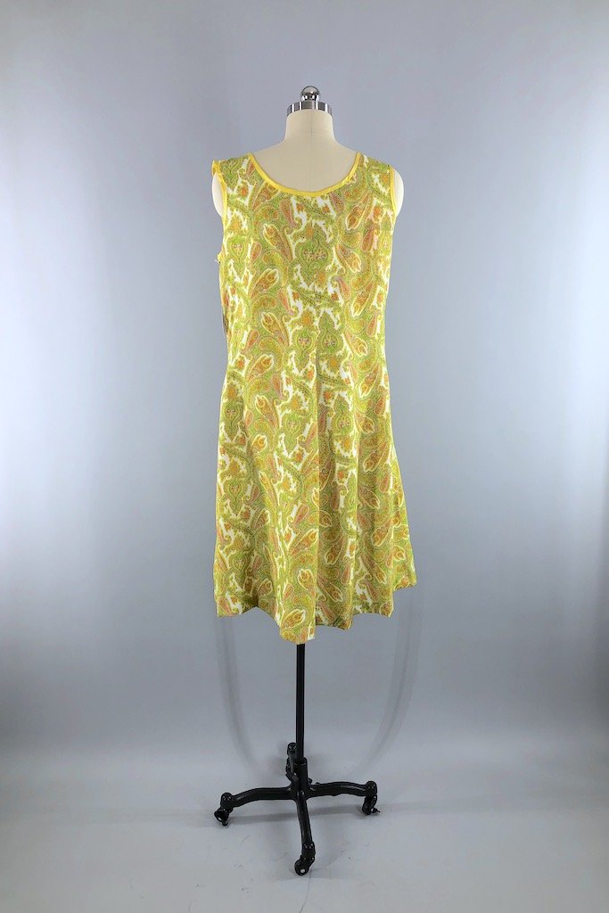 Vintage 1960s Yellow Paisley Dress-ThisBlueBird - Modern Vintage