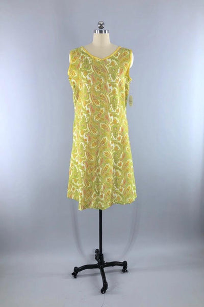 Vintage 1960s Yellow Paisley Dress-ThisBlueBird - Modern Vintage