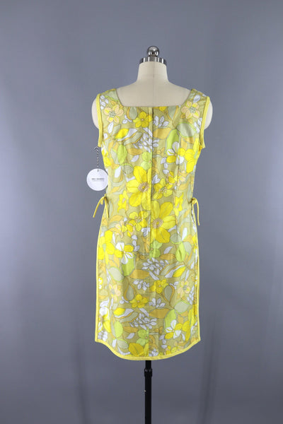 Vintage 1969s Aloha Dress / Yellow Floral Print / Paradise Hawaii - ThisBlueBird