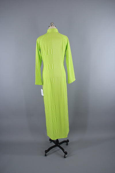 Vintage 1970s Ao Dai Vietnamese Dress / Lime Green - ThisBlueBird