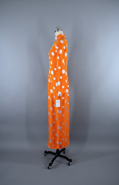 Vintage 1970s Ao Dai Vietnamese Dress / Orange - ThisBlueBird