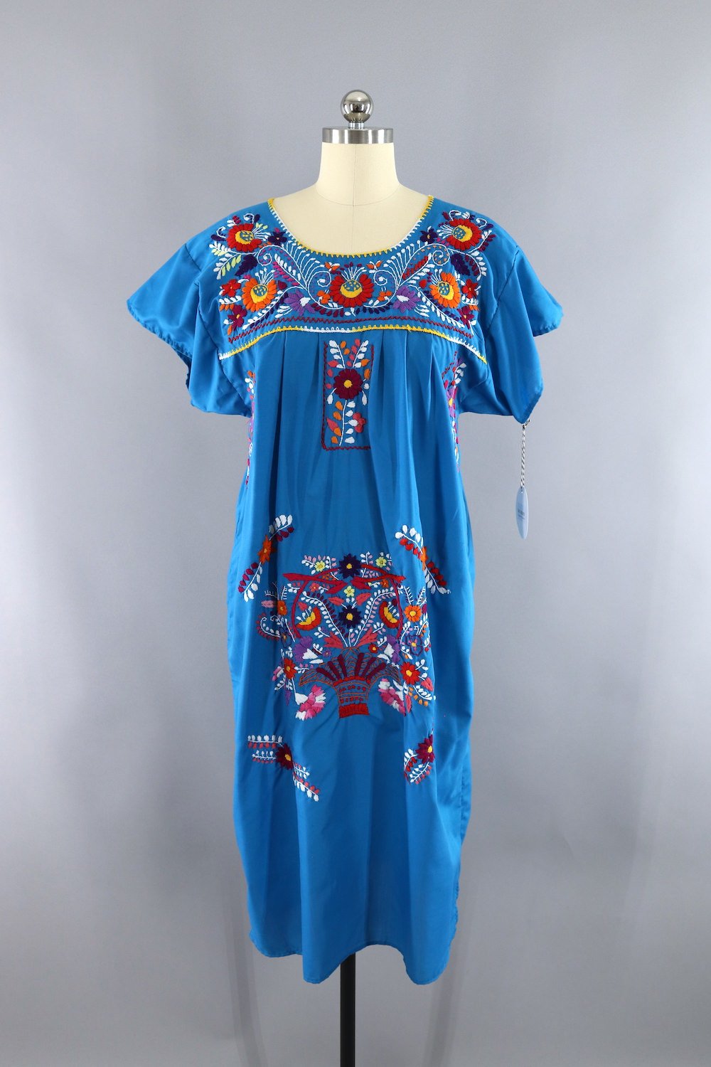 Vintage 1970s Blue Embroidered Mexican Caftan Dress – ThisBlueBird