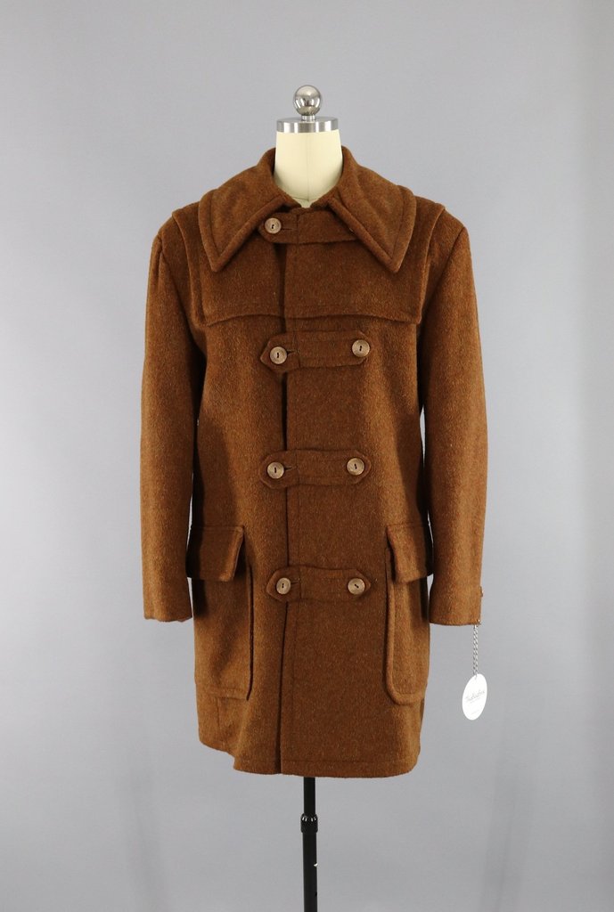 Vintage 1970s Brown Wool Duffle Coat - ThisBlueBird