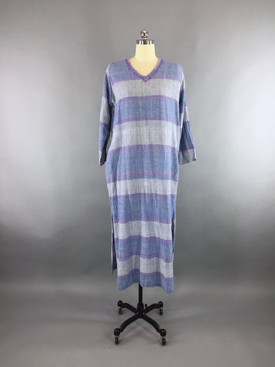 Vintage 1970s Caftan Dress / Cost Plus Cotton Maxi Dress - ThisBlueBird