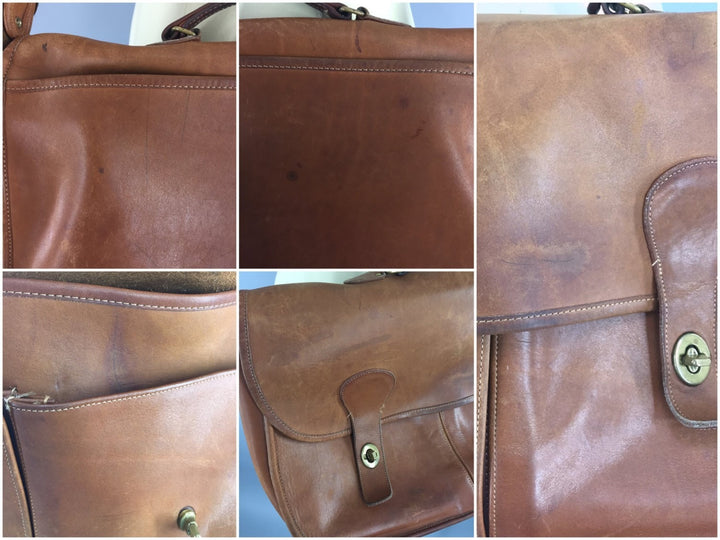 Vintage 1970s Coach Tan Leather Musette Messenger Bag - ThisBlueBird