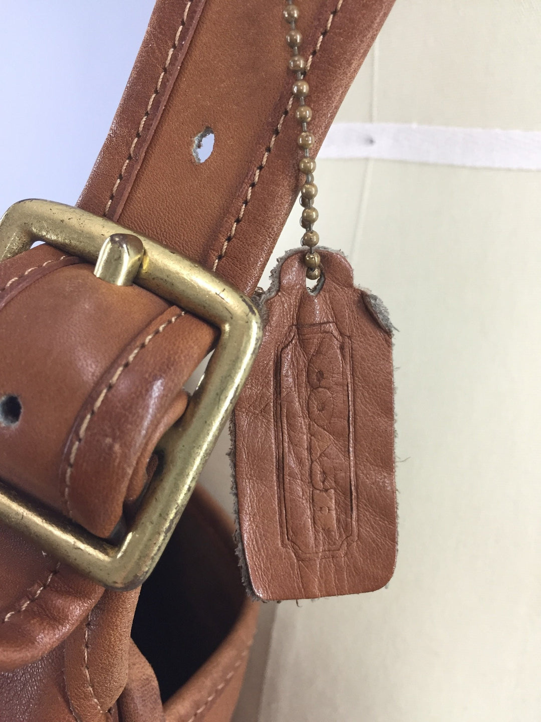 Vintage 1970s Coach Tan Leather Musette Messenger Bag - ThisBlueBird
