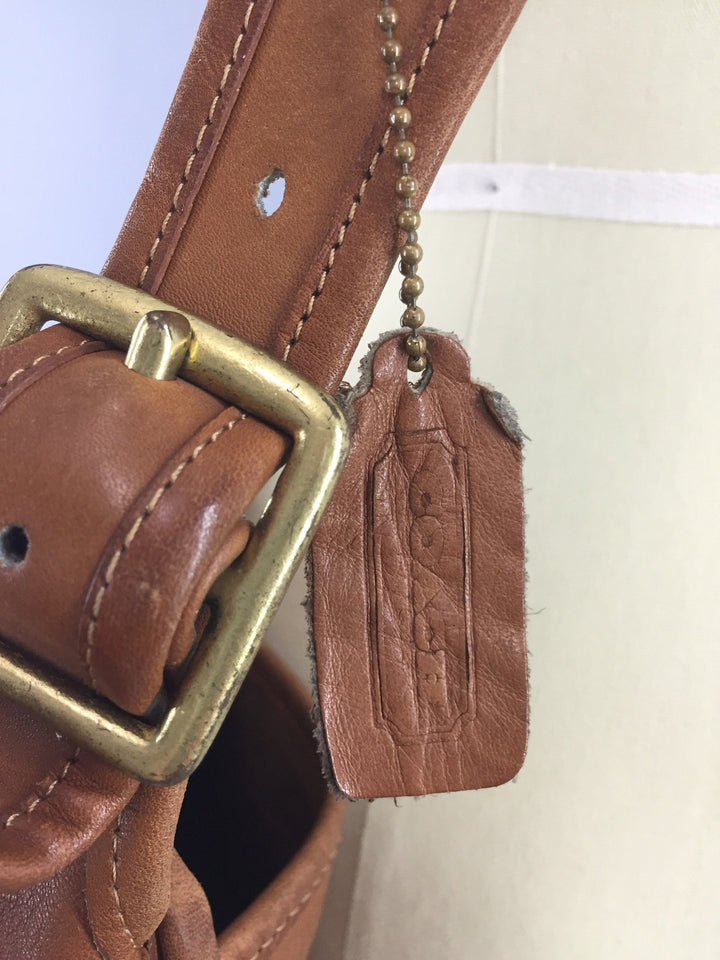Vintage 1970s Coach Tan Leather Musette Messenger Bag - ThisBlueBird