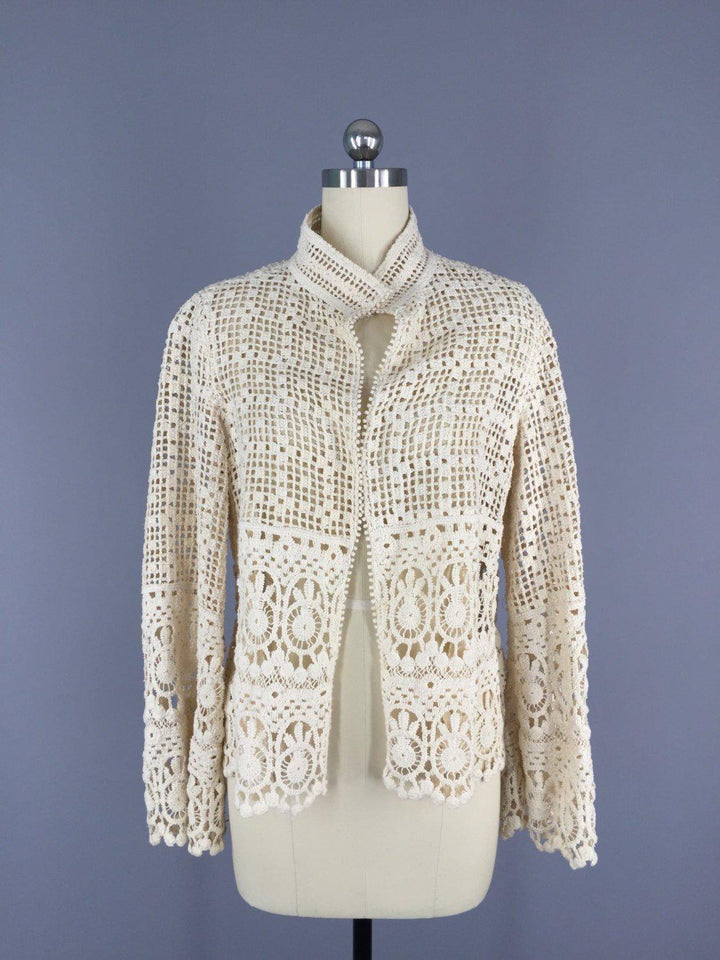 Vintage 1970s Crochet Jacket - ThisBlueBird