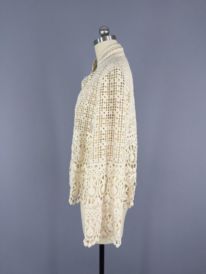 Vintage 1970s Crochet Jacket - ThisBlueBird