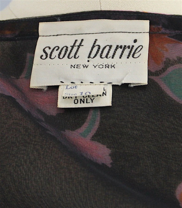 Vintage 1970s Cropped Wrap Blouse in Black Floral Print Chiffon by Scott Barrie - ThisBlueBird