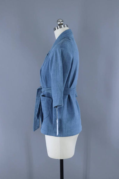 Vintage 1970s Chambray Denim Cardigan Jacket - ThisBlueBird