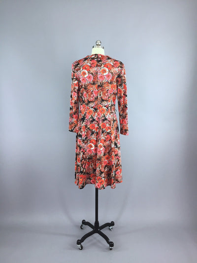 Vintage 1970s Dress / Orange Floral Print - ThisBlueBird