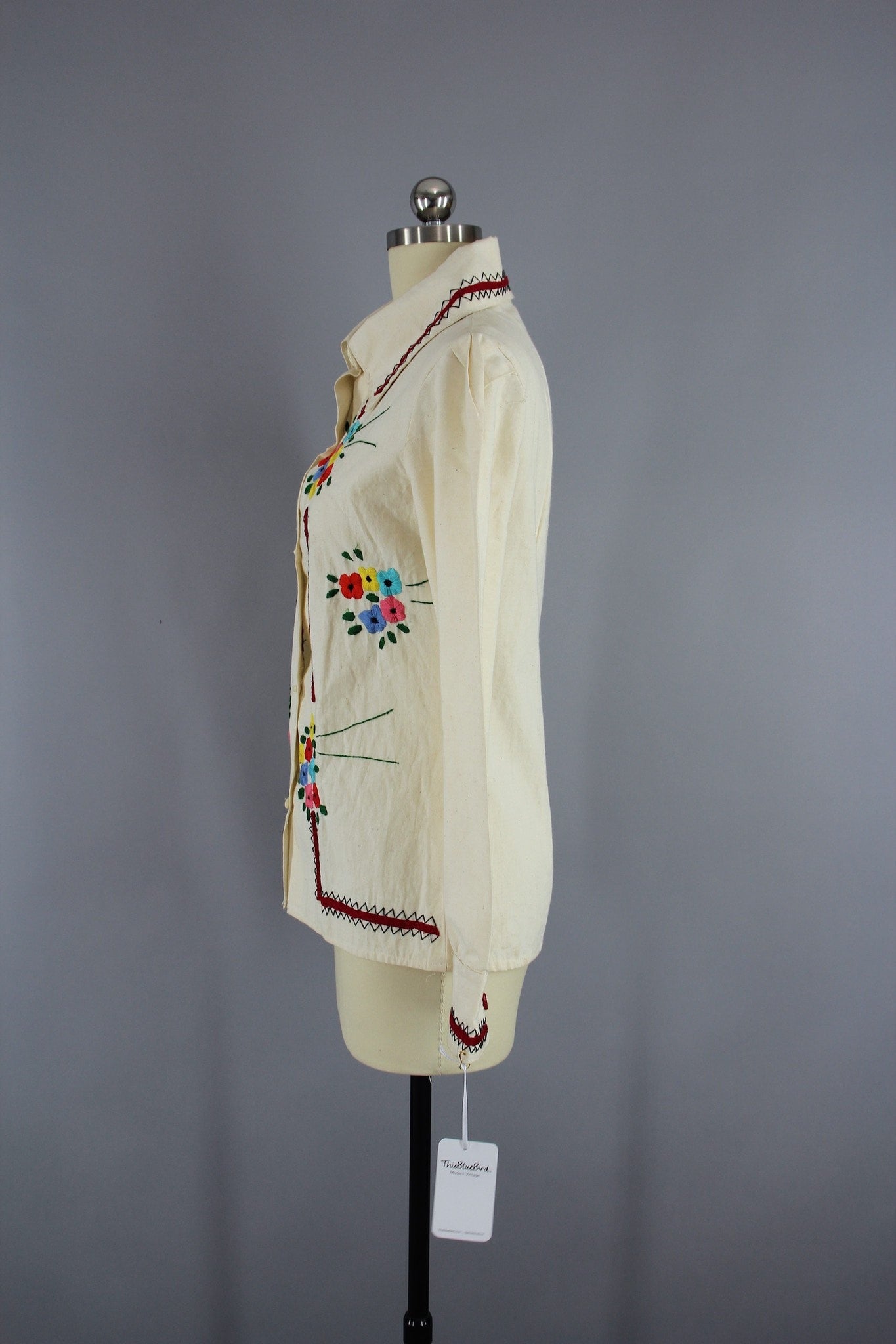 Vintage 1970s Embroierded Cotton Blouse - ThisBlueBird