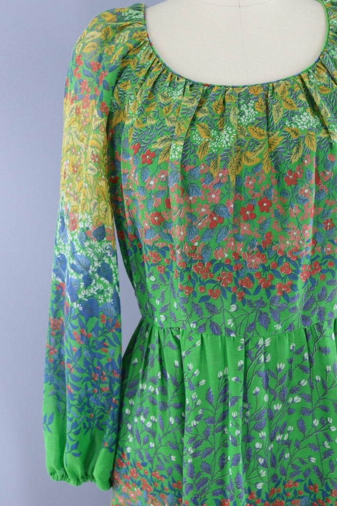 Vintage 1970s Floral Hippie Dress-ThisBlueBird - Modern Vintage