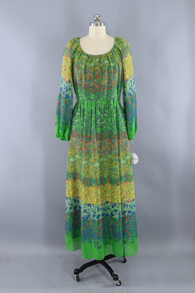 Vintage 1970s Floral Hippie Dress-ThisBlueBird - Modern Vintage