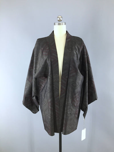 Vintage 1970s Haori Kimono Jacket / Black Diamonds - ThisBlueBird