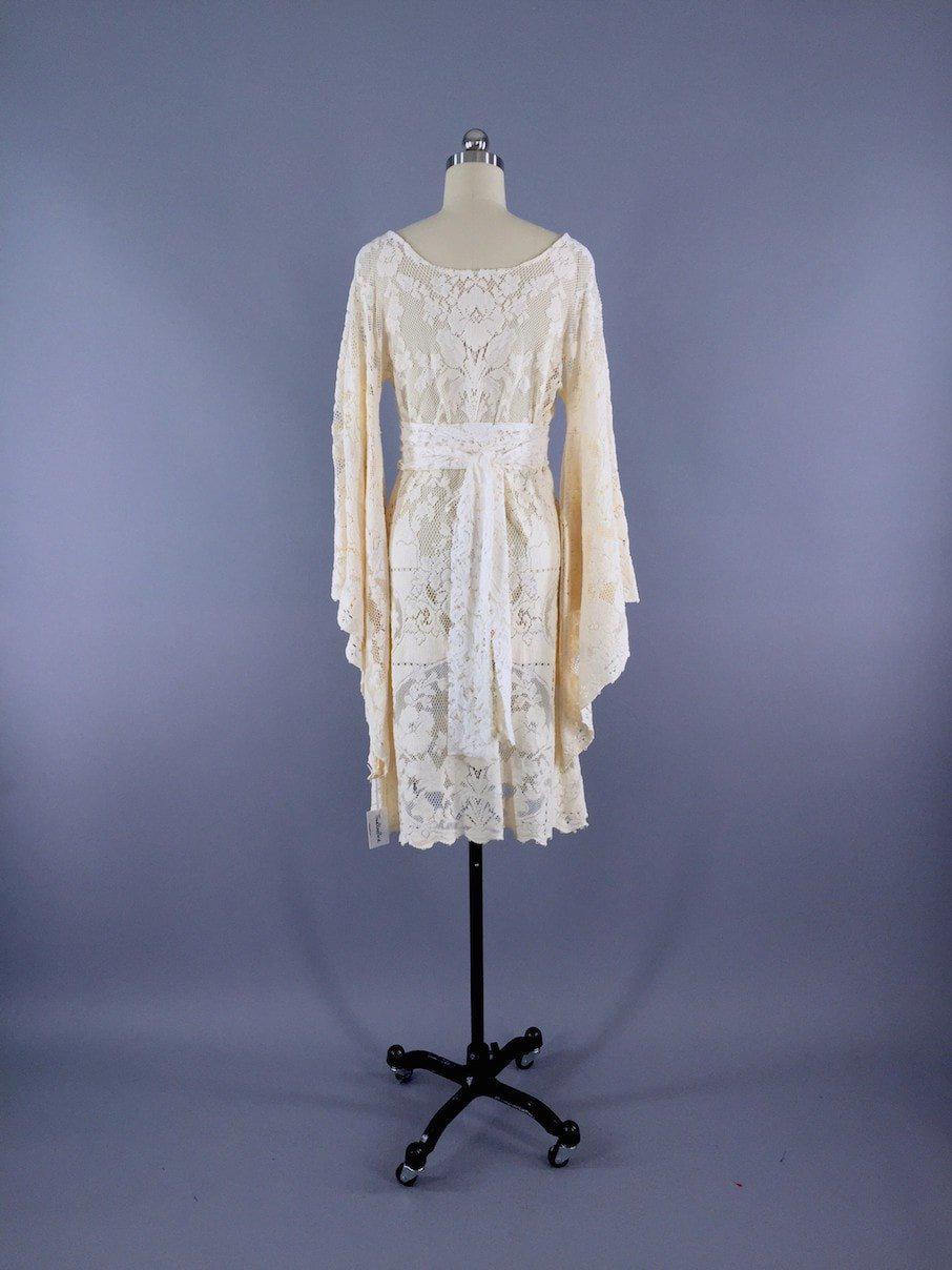 Vintage 1970s Ivory Lace Dress / Bohemian Wedding Festival – ThisBlueBird