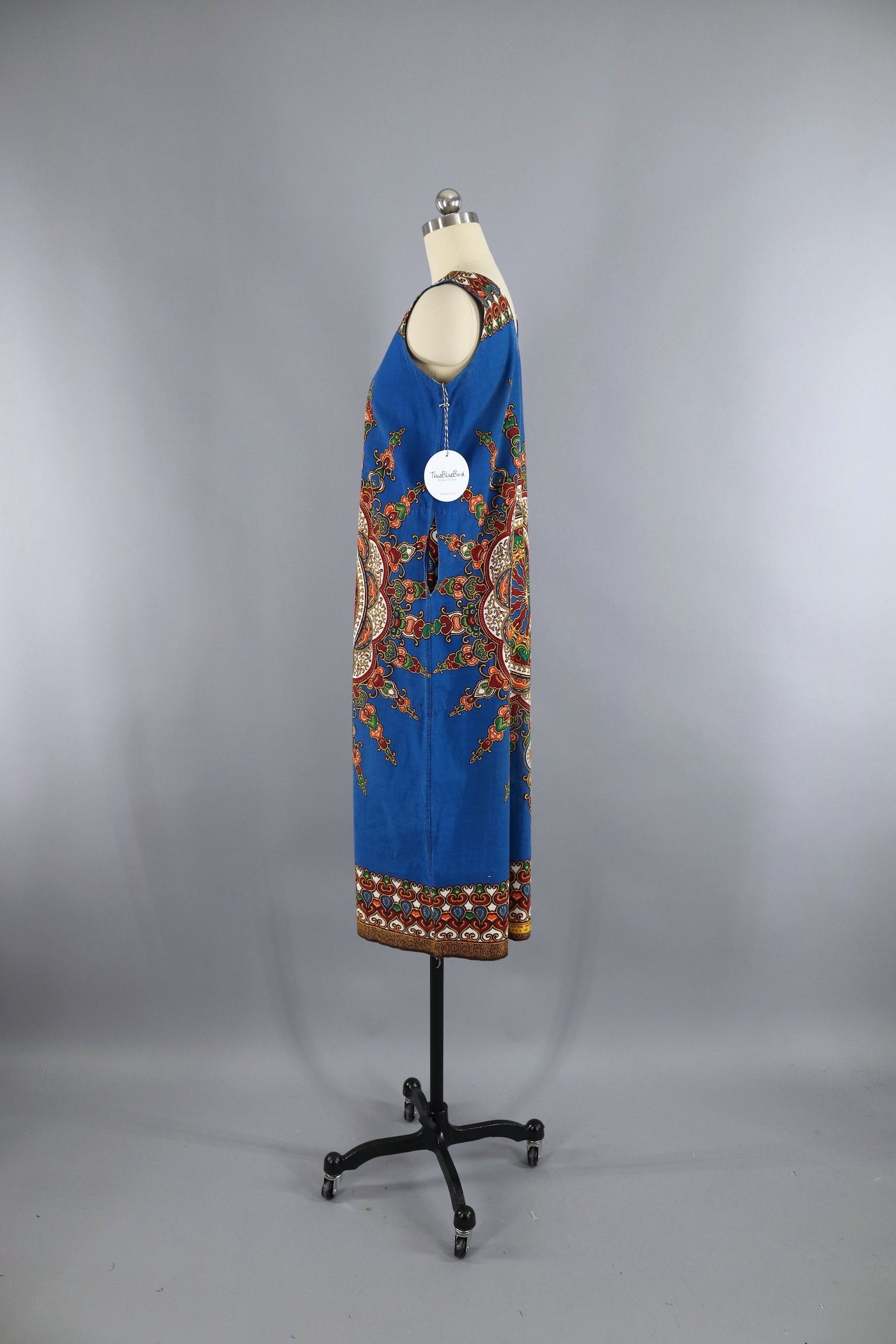 Vintage 1970s Kenya African Dress / Blue Cotton - ThisBlueBird