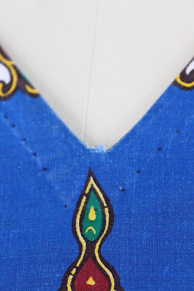 Vintage 1970s Kenya African Dress / Blue Cotton - ThisBlueBird