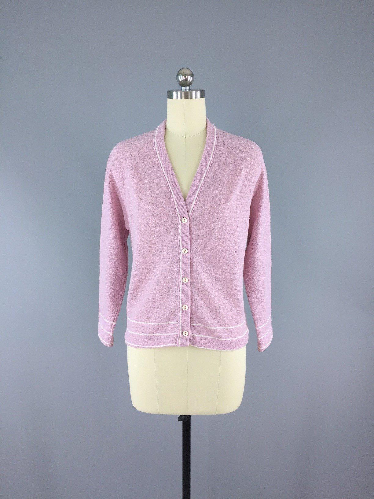 Vintage 1970s Lavender Pink Cardigan Sweater - ThisBlueBird