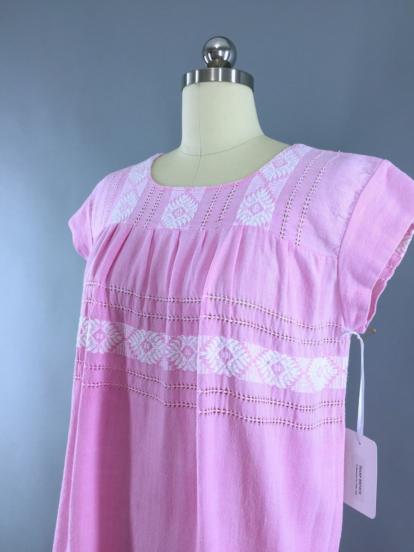 Vintage 1970s Mexican Dress / Pastel Pink Cotton - ThisBlueBird