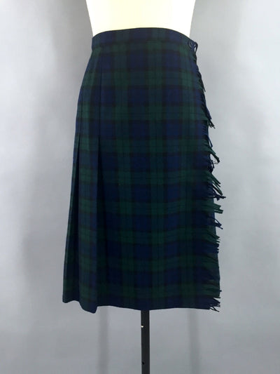 Vintage 1970s Pendleton Wool Skirt / Black Watch Tartan Kilt / Approx. Size 6 to 8 - 26 inch Waist - ThisBlueBird